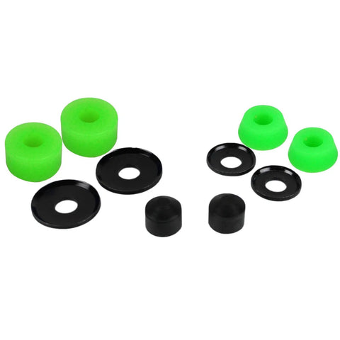 Skateboard Truck Rebuild Kit With Bushings Washers And Pivot Cups For Two Trucks Premium USA Made Parts 92A Green Durometer