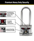 Heavy Duty Outdoor Padlock With Key 4 Pack Keyed-Alike Dual Armor laminated steel body showing internal locking mechanisms