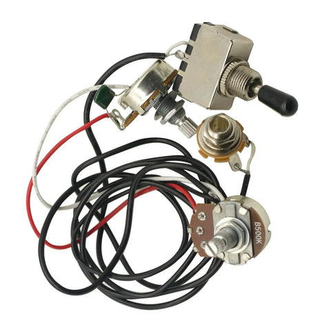 Electric Guitar Wiring Harness With 3 Way Toggle Switch 1 Volume 1 Tone Two 500K Pots Strat Style Prewired Harness For Through The Body Mount