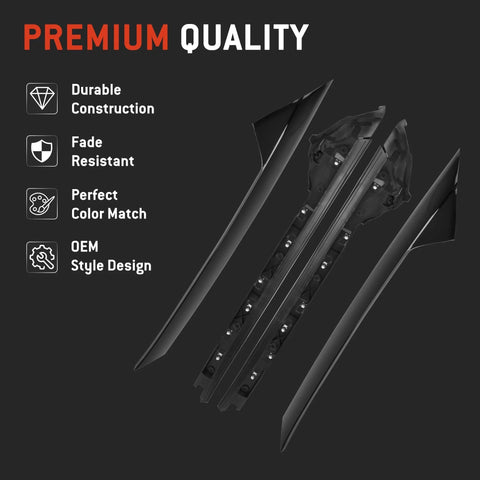 HYR A-pillar windshield trim molding set for Ford Explorer (2011–2019), left and right outer and inner, black.