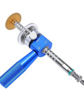 Inside Pipe Cutter With One Quarter Inch Hex Shank, Easy Depth Lock, Tool Free Adjustment, Blue and Silver Design