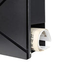 Sturdy Heavy Duty Large Capacity Wall Mount Mailbox With Lock And Newspaper Compartment For Outdoor Use, black steel, detail view