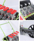 Metal Precision Garden Push Seeder With Five Row Capacity Walk Behind Cultivator And Seed Spreader For Even Sowing Of Coriander Cabbage Radish And More User Friendly No Fuss For Seniors And Women Great For Terraces And Hillsides showing multiple angles and components.