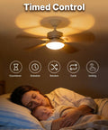 Woman and child sleeping under ceiling fan with Star Ring Smart Ceiling Fan Control And Dimmer Switch, 2.4GHz WiFi Smart Switch