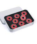 Full Steel 608 Bearings Pre Lubricated For Skateboards Longboards Inline Skates Scooters Pack Of 8 in open metal case on white background