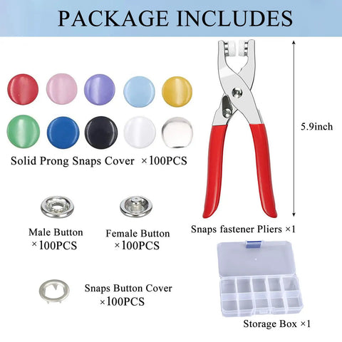 Must Have Metal Snap Buttons Kit With Fastener Pliers Press Tool For DIY Crafts Clothing Hats And Sewing Colorful 400 Piece