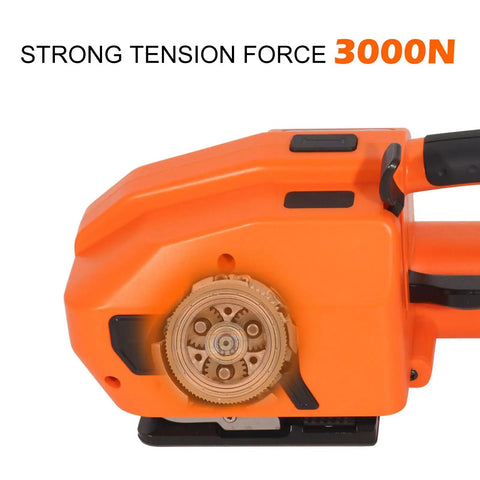 Built Tough Cordless Electric Strapping Machine With Bright Lcd Screen showing strong tension force of 3000N