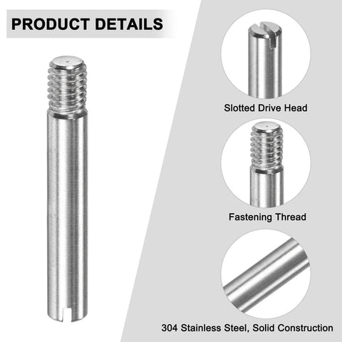Image of 10 Pack M6 By 40mm Slotted Cylindrical Pin Dowel, 304 Stainless Steel External Thread Locating Pin, with product details