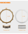 Front view of Eumti clutch friction plate and steel disc kit; 5 1/8 in diameter, friction plate 3mm thick, steel disc 1.5mm thick