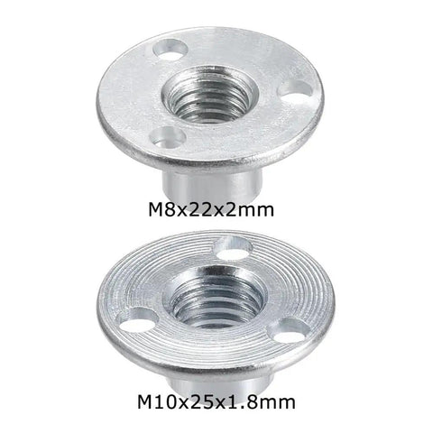 Beefy 10 Pack Female Thread Three Hole Tee Nut Plates With Round Flat Base Carbon Steel T Nuts Zinc Plated M8x22x2mm