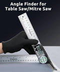 Pro Level Digital Angle Finder Protractor With Roomy Screen For Woodworking And Diy Hustles Featuring Sick Aluminum Build measuring angle on a ruler.