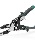 Solid Grip Multifunctional Wire Stripper And Crimper Pliers with black and green handle for cable cutting and bending.