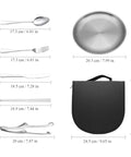 Outdoor Camping Mess Kit For Two With Stainless Steel Forks Spoons Knives Plates And Food Clip In A Compact Zipper Case