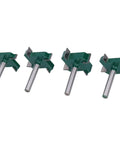 Cool Four Piece T Slot Router Bit Set With 1/4 Inch Shank for grooving, slotting and CNC milling projects.