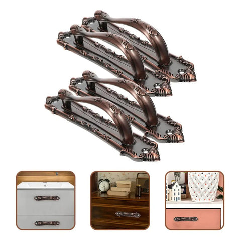 Vintage Zinc Alloy Door and Wardrobe Pull Handles Set in Coffee Brown Ergonomic Safe and Classy Cabinet Hardware