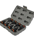 Tough Chrome Vanadium Steel Hex Socket Adapter Kit For Impact Drivers Fits H4 Through H17 Sizes With 8 Pieces Ready To Rock In Any Workshop Job Without Stripping Or Breaking Under Heavy Torque. 8-piece case view