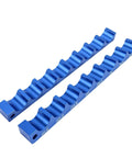 Top Notch Aluminum Alloy Bike Front Fork Hub Clamp With Precision CNC Machined Vise Insert For Easy Repair And Durable Maintenance Work, blue tool with grooves.