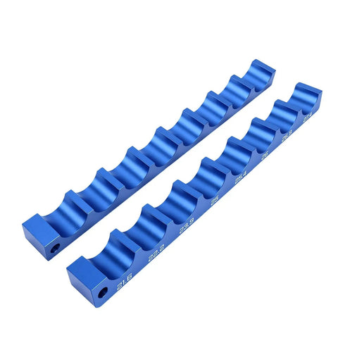 Top Notch Aluminum Alloy Bike Front Fork Hub Clamp With Precision CNC Machined Vise Insert For Easy Repair And Durable Maintenance Work, blue tool with grooves.