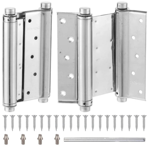 Two Pack Dual Action 6 Inch Stainless Steel Door Hinges Self Closing With Adjustable Closing Speed Includes Screws And Pins