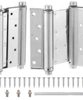 2 Pack Dual Action Self Closing Door Hinges 6 Inch Stainless Steel Pro Grade Heavy Duty with screws and pins for installation
