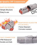 174 Pcs DT Deutsch Connector Kit With Pro Grade Ratcheting Wire Crimp Tool, connectors with snap-on design, nylon shell, IP68 waterproof