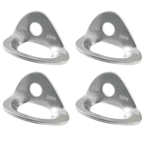 Heavy Duty 316 Stainless Steel Bolt Hangers For Rock Climbing And Mountaineering Expansion Anchors 2Pcs Set With 10Mm Threading solid clips viewed from the front.