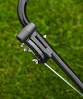 Close-up of handle with gauge on Walk-Behind Broadcast Spreader for Fertilizer, Grass Seed and Salt, 80 Lb Hopper, Includes Hopper Cover