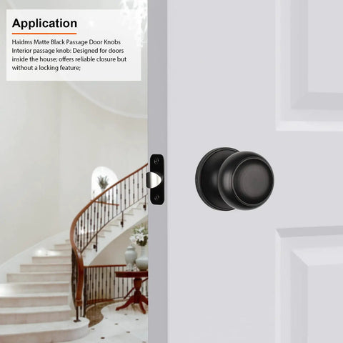 Five Pack Oil Rubbed Bronze Passage Doorknobs for Interior Doors Non Locking Closet and Hallway Knobs Fits Standard Doors
