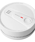 Premium Smoke Detector Alarm With 10 Year Tamper Resistant Lithium Battery UL 217 Certified side view with button and sensor.