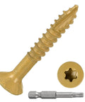 Tan Deck Screws 9x1.25 Inch 100 Pack For Decks Fences Frames Outdoor Furniture Pro Grade Carbon Steel Epoxy Coated With Torx T25 Bit Type 17 Point Heavy Duty Wood Screws For DIY Projects