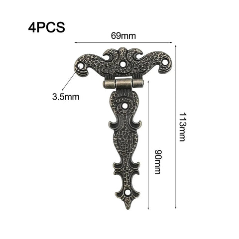 4 Pack Heavy Duty Zinc Alloy Antique T Hinges With Screws 69x113mm Bronze Finish For Barn Doors Cabinets And Wooden Boxes