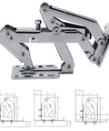 Frameless cabinet hinge, side view, stainless steel, 170/175-degree, hydraulic damper, soft-close, adjustable mount