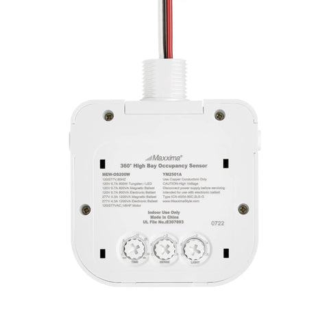 Back view of High Bay Light Fixture Mount With 360 Degree PIR Occupancy Sensor For Auto On Off Indoor Lighting showing wiring setup