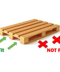 Self Loading Electric Pallet Stacker With 2116 Lbs Capacity And 51 Inch Lift Height showing a wooden pallet with fit and not fit indicators.