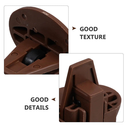 Close-up of Four Piece Drawer Slide Kit for Dressers and Cabinets, durable plastic, focusing on texture and details.
