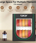 Ultimate 3D Printer Filament Storage Box With 2 Tier Shelves for storing multiple filament spools in studio or workshop.