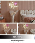 Hello Gorgeous Neon Sign For Girls Bedroom Wall Decor LED Light With Warm White Glow Perfect For Birthday Parties Weddings And Gifts 16.7x12.3 Inches Great Gift Idea illuminating a bedroom wall with pink accents.