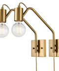 Plug In Wall Sconces Set Of Two Farmhouse Swing Arm Gold Wall Lights With On Off Switch Brushed Gold Finish Double Pack