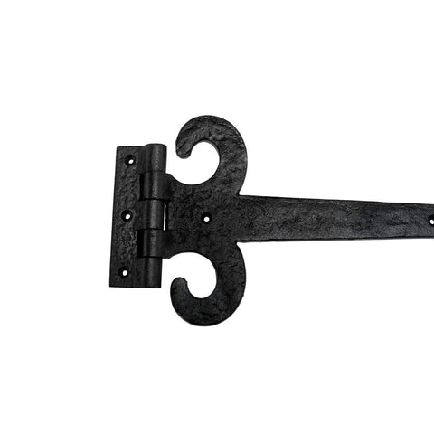 18 Inch Black Wrought Iron Fleur De Lis Strap Hinge Set Flush Mount Heavy Duty Gate And Door Hinges With Hardware Indoor Outdoor Use Pack Of 2 Built Tough For Exterior Or Interior Doors