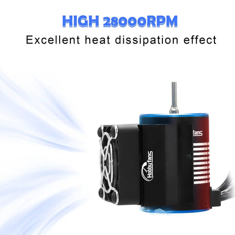 Beefed Up Waterproof BL3650 3900KV Brushless Motor With 3.175mm Shaft, 60A ESC, Heatsink, And Programming Card showing heat dissipation