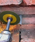 Gimme More Reach And Crush DIY Tasks Fast With This Badass Three Piece 5/8 11 Thread Angle Grinder Shaft Extension Linkage Bar used on a grinder with sparks flying.