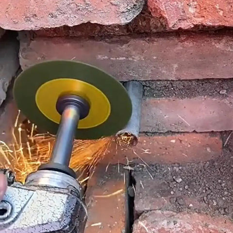 Gimme More Reach And Crush DIY Tasks Fast With This Badass Three Piece 5/8 11 Thread Angle Grinder Shaft Extension Linkage Bar used on a grinder with sparks flying.