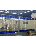 Track System Divider Curtain For Garage And Workshop, Waterproof Vinyl Partition Tarp With Clear Panels And Straight Track