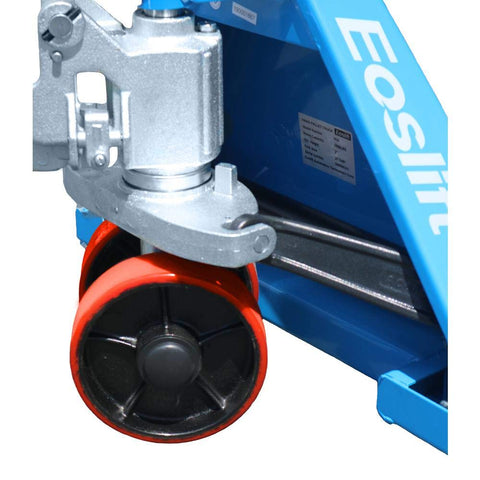 Industrial Manual Pallet Jack Truck Built Like A Badass Workhorse To Move 5500 Pounds Without Breaking A Sweat And Fitted With Durable Polyurethane Steel Wheels For Stress Free Logistics Hauling