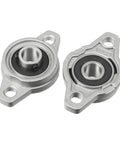 Two Pack KFL000 10mm Bore Zinc Alloy Self Aligning Pillow Block Flange Bearing Heavy Duty Rust Resistant Durable Pillow Block Mount for Machinery Home Shop Projects Smooth Alignment, two silver flange bearings on white