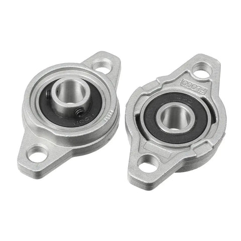 Two Pack KFL000 10mm Bore Zinc Alloy Self Aligning Pillow Block Flange Bearing Heavy Duty Rust Resistant Durable Pillow Block Mount for Machinery Home Shop Projects Smooth Alignment, two silver flange bearings on white
