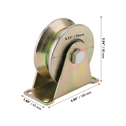 4 Pack 3 Inch V Groove Track Rollers With Bracket, Workhorse Heavy Duty 45 Steel Sliding Gate Casters Wheels, gold plated