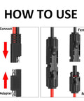 How to use diagram for Beefy 1Ft MC4 To SAE Solar Adapter Cable With Polarity Reverse Connector, showing connection steps.