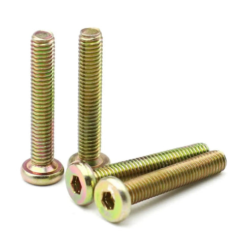 Six Pack M6 And M8 Zinc Plated Flat Round Head Hex Socket Furniture Connector Screws Countersunk Bolts close-up