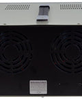 Rear view of Digital Variable Triple Output DC Power Supply 0-30V 0-5A With CV CC Modes showing dual cooling fans and power input.